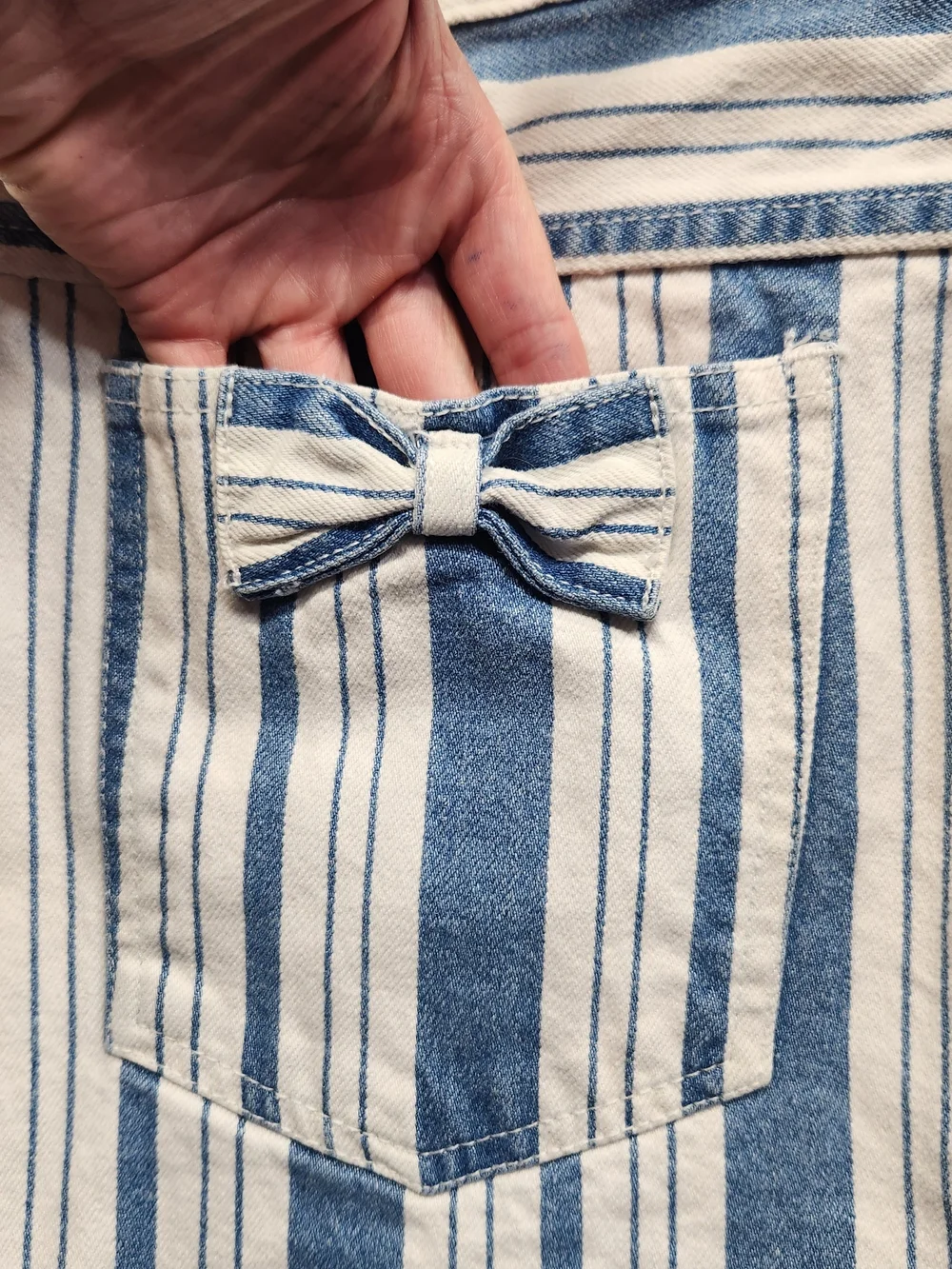 ⭐️Vintage 90s Stefano International Striped Denim Bow Mom Shorts High Waist 20